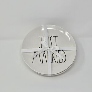 Rae Dunn "Just Married" Wedding Melamine Plate Set 6"– NEW